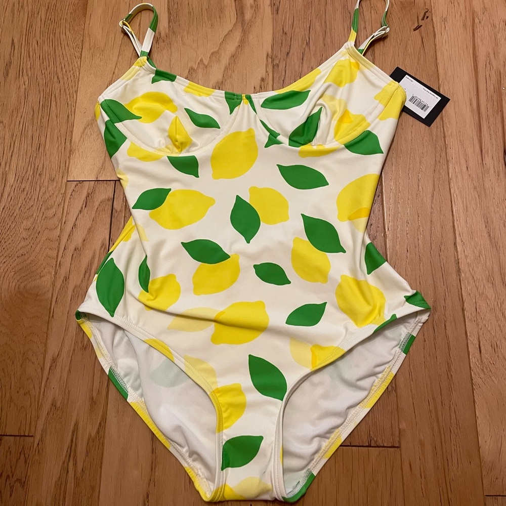 NWT Kate Spade Women’s Ivory Lemon One-Piece Swimsuit - Size medium
